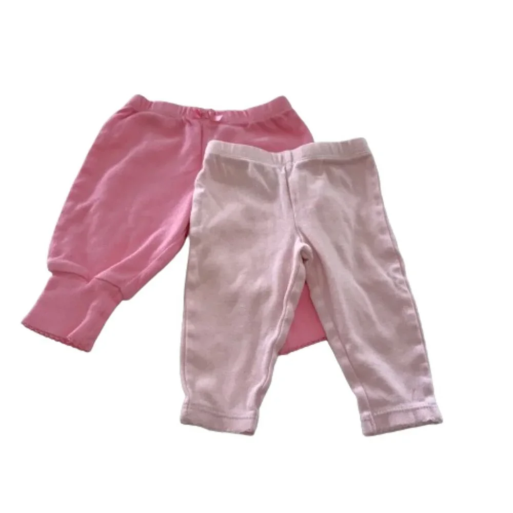 Carters and Faded Glory Pink Jogger Pants Bundle Infant Girl 0-3 mos